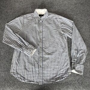 Rag & Bone Mens Slim Fit Gingham Button Up Shirt Small Blue Gray Casual Modern